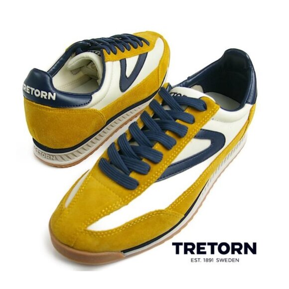 Tretorn Women's Rawlins Leather & Suede Sneakers In Lemon/ice/night 8 NEW w/box - Picture 1 of 5